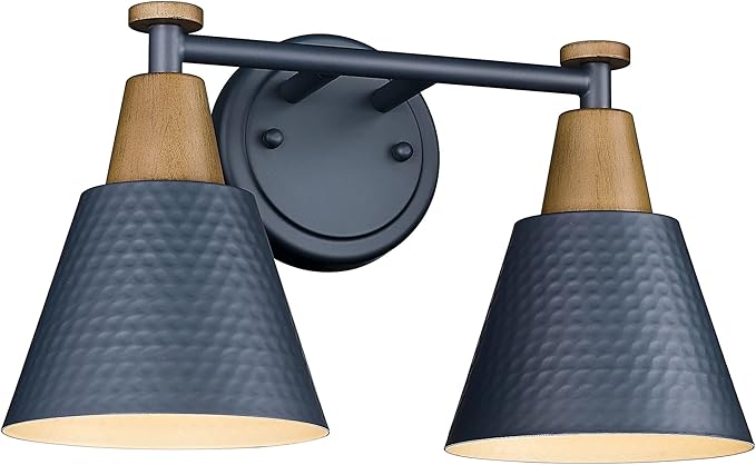 FEMILA 2-Light Bathroom Light Fixtures, Modern Bathroom Vanity Light with Hammered Metal Shade, Dark Blue Sconces Wall Lighting for Mirror Kitchen Bedroom, 4FG59B-2W Blue-Ruum Studio Home