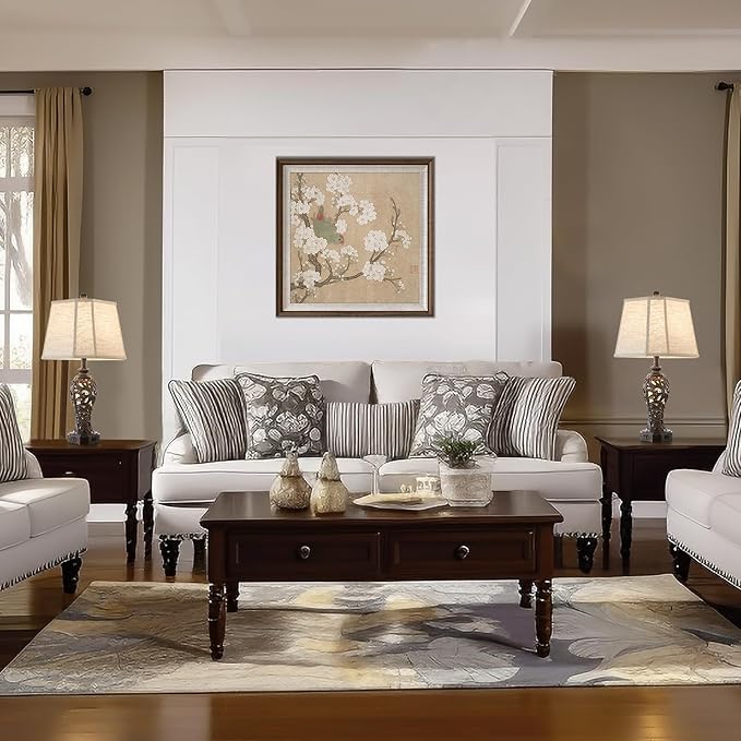 Set of 2 Farmhouse Table Lamps for Living Room, Rustic Vintage Nightstand Lamp with 2 USB Port, Bronze Resin Lamps for Bedroom End Table with Hollow Out Nightlight, 2 Bulbs Included-Ruum Studio Home