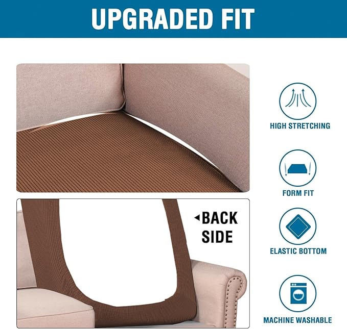 H.VERSAILTEX Super Stretch Individual Chaise Cover Sectional Couch Covers for L Shaped Sofa Both Left/Right Featuring Thick Jacquard Textured Twill Fabric (1 Piece Chaise Cover, Caramel)-Ruum Studio Home