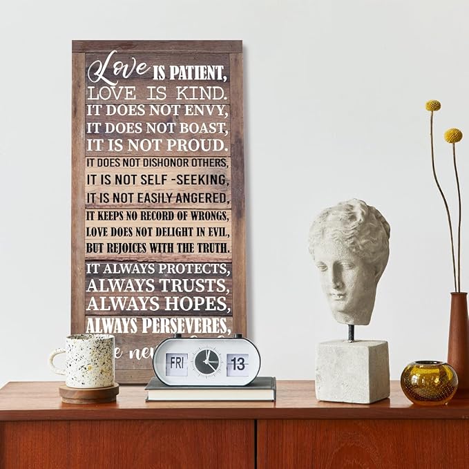 Love is Patient Love is Kind Wall Art, 1 Corinthians 13 Walls Arts, God Wall Decor, Bible Quotes Walls Decor, Christian Gift-Ruum Studio Home