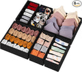 6 Pack Sock Underwear Drawer Organizer Dividers, 58 Cell Foldable Fabric Dresser Closet Organizers and Storage Bins for Clothing, Baby Clothes, Bra, Panty, Scarf, Ties (Black)-Ruum Studio Home