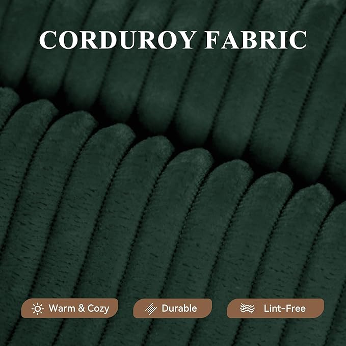 Modular Sectional Sofa with L-Shape Chaise,Cloud Sectional Modern Sleeper Couch with Deep Seat,Sponge Compression Sofas No Assembly Required(Green-Corduroy Fabric) 1PCS-Ruum Studio Home