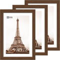 VCK 12x18 Picture Frame 3 Pack, Brown Wood Poster Frame with Exclusive Wood Grain, Wall Mounting Hanging-Ruum Studio Home
