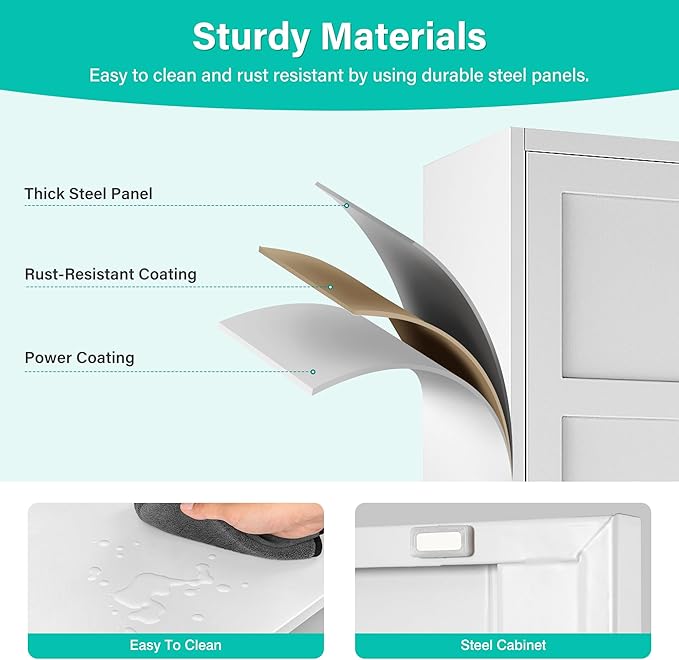 Wide & Deep Metal Storage Cabinet with 2 Doors and 5 Shelves,72 inch Tall Pantry Storage Cabinet,Large Cupboard Closet,White Cabinets for Home,Kitchen,Bathroom,Dining/Living Room-Ruum Studio Home