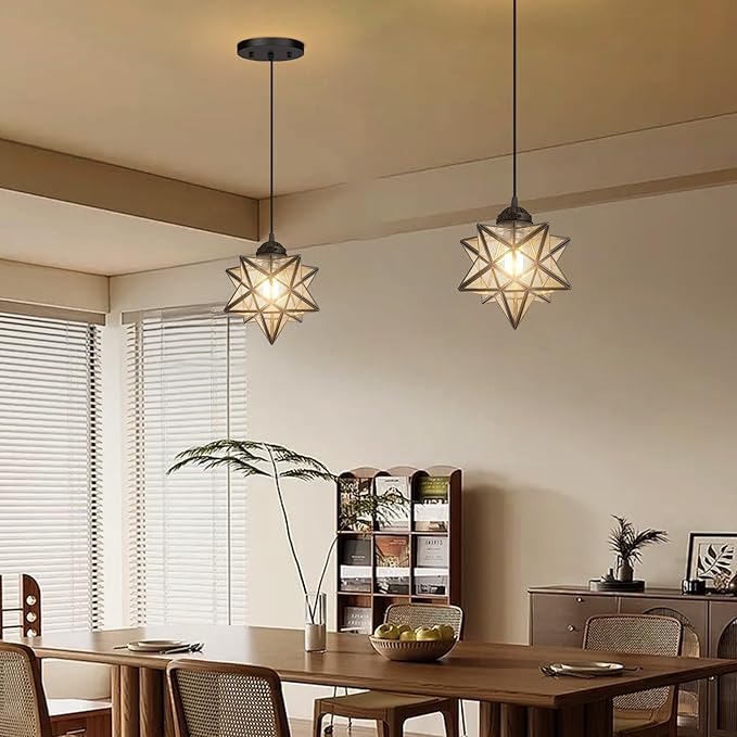 Clear Glass Chandeliers Lighting Pendant Lights for Kitchen Island Dining Room Light Fixture Chandeliers Hanging Light with Warm Light Bulb-Ruum Studio Home