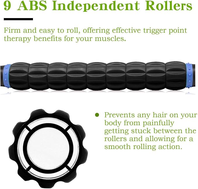Muscle Roller Massage Roller Stick for Athletes, Help Reducing Muscle Soreness Cramping Tightness Leg Arms Back Calves Muscle Massager（Blue-Black- 18 inch）-Ruum Studio Home