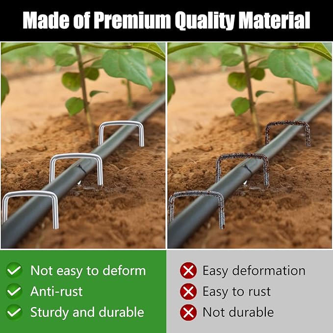 FEED GARDEN 10 Inch 50 Pack Galvanized Landscape Staples 11 Gauge Anti-Rust Garden Stakes Landscaping Fabric SOD Pins Yard Stakes for Weed Barrier Fabric-Ruum Studio Home