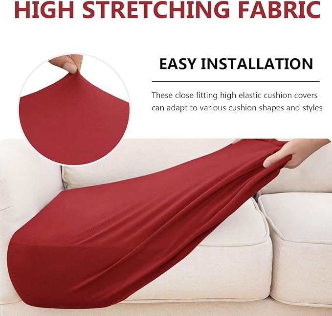 hyha Waterproof Couch Cushion Covers, Stretch Sofa Couch Seat Slipcover for Dog Washable, Non-Slip Waterproof Outdoor Cushion Covers for Patio Furniture Replacement (2 Pieces, Wine Red)-Ruum Studio Home