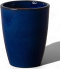 Emissary Bullet 9.5 in. Blue Ceramic Round Planter (9.5 in. L x 9.5 in. W x 12 in. H) with Drainage Hole-Ruum Studio Home