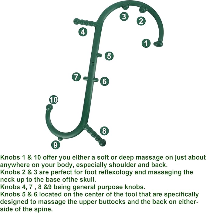 Massage Trigger Point Cane, Body Deep Tissue, Handheld Back, Neck, Shoulder, Leg and Feet Massager Rod, Muscle Release Tool Self Massage Hook Cane for Women & Men, Green-Ruum Studio Home