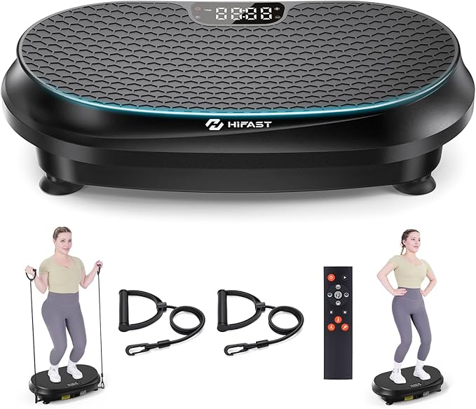 Curved Vibration Plate Exercise Machine, Vibrating Plate 400 lbs Capacity with 9 Auto Modes and 120 Adjustable Speeds, Large LED Display, Touch and Remote Control, Vibration Platform for Home-Ruum Studio Home
