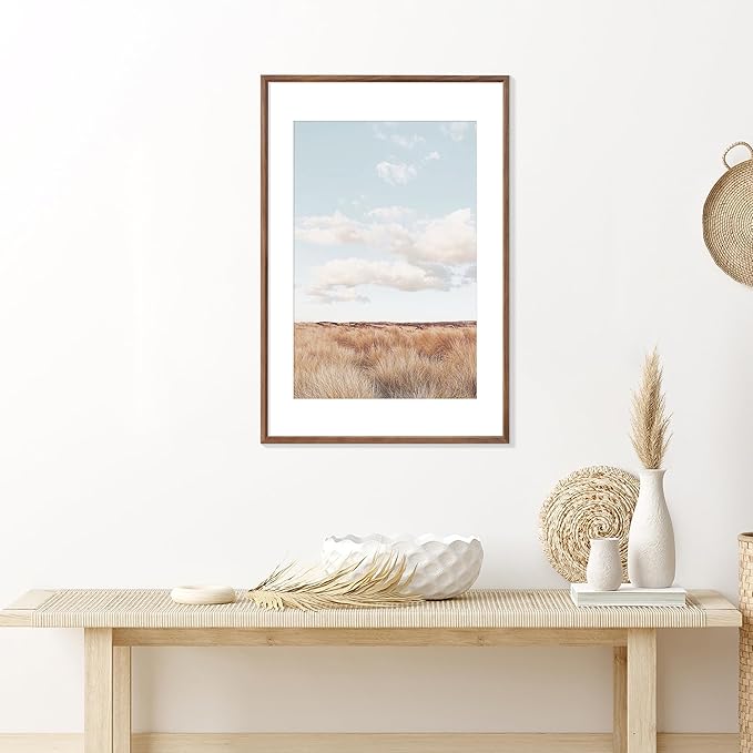 20x30 Poster Frame Natural Solid Walnut Photo Frames with 16x24 Removable Mat Wall Hanging Large Handcrafted Frame with HD Plexiglass Wall and Tabletop Display Large Picture Frame-Ruum Studio Home