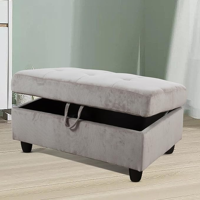Ottoman Rectangular Storage Ottoman Bench, Footrest Stool Footstool with Lid for Living Room, Bedroom, Entryway, Brown, 37.5"x25.5"x19.5"-Ruum Studio Home