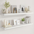 Fun Memories 48 Inch Deep Floating Shelves for Wall, 2 Pack of Long Wall Mounted Wood Shelves with Invisible Brackets for Bathroom, Bedroom, Living Room, Kitchen Decor and Storage, White-Ruum Studio Home