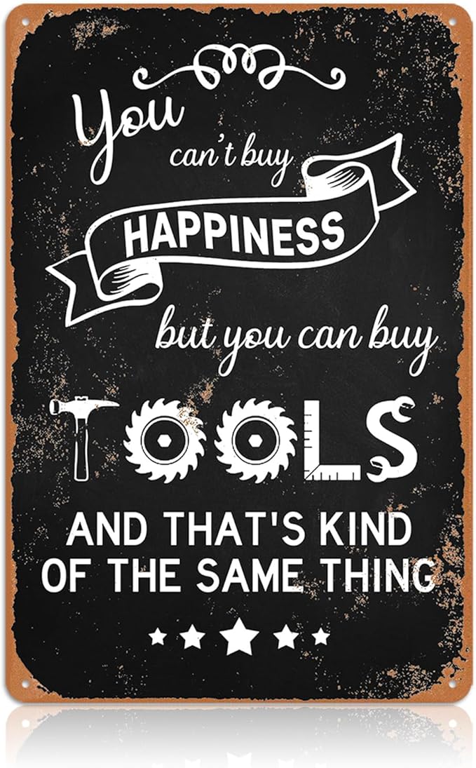 Garage Signs for Men Mechanic Shop Decor Funny Tool Rule Metal Tin Signs for Dad Garage Gifts Grandpa Workshop Wall Decor 8x12 Inch-Ruum Studio Home