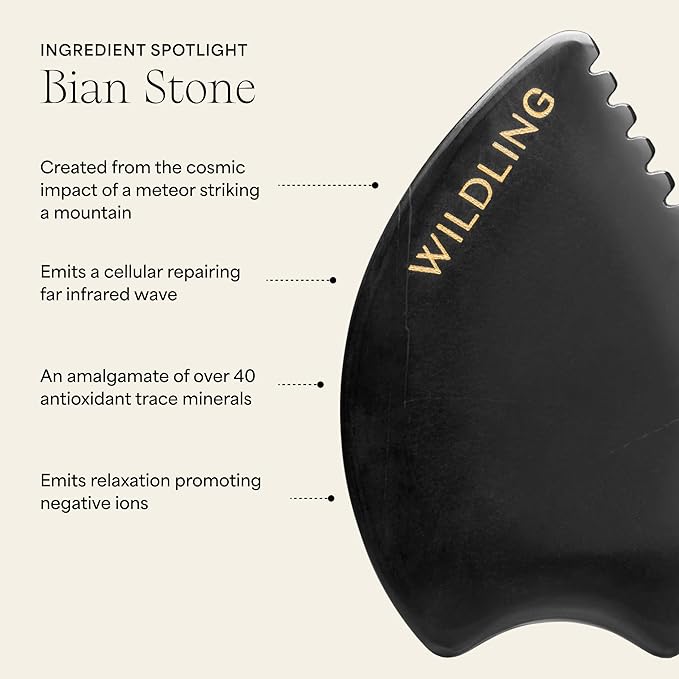 WILDLING Empress Stone Gua Sha Facial Stone I Facial Massage Stone to Lift, Plump, Tone + Sculpt I Patented Design Crafted with 100% Authentic Bian Stone-Ruum Studio Home