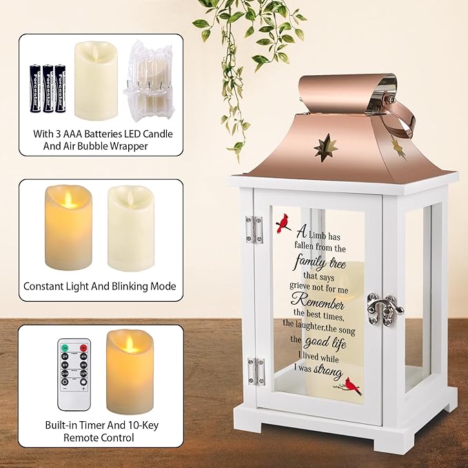 Memorial Lantern, Sympathy Gifts for Loss of Mom/Dad/Loved One, Bereavement Gifts, in Memory of Loved One Lantern,Celebration of Life, Memorial Gifts, Funeral Lantern,A Limb has Fallen from The ...-Ruum Studio Home