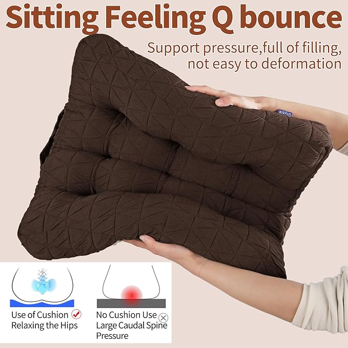 Large Chair Cushions with Handle, 20"x 20" Bite-Size Memory Foam Seat Cushions for Wicker Chair, Patio Non-Slip Rattan Chair Pads, Square Floor Cushion, Brown-Ruum Studio Home
