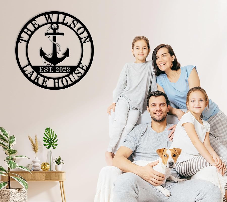 Personalized Lake House Decor, Custom Nautical Wall Decor, Nautical Decor for Home, Beach House Decor, Outdoor Nautical Decor, Outdoor Metal Lake House Signs, Lake House Gifts-Ruum Studio Home