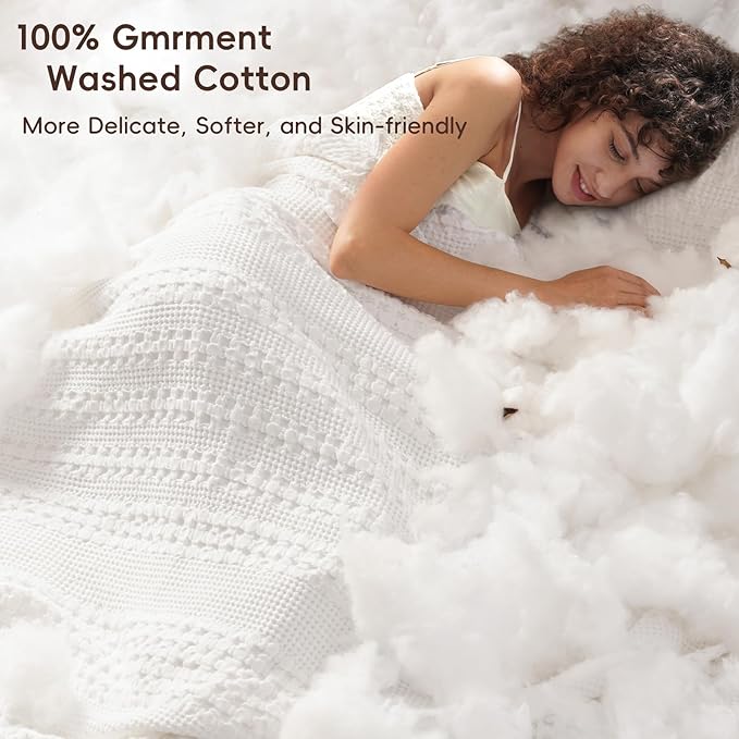 PHF 100% Cotton Waffle Blanket Oversized King 120"x120", Lightweight Breathable Extra Large 10'x10' Summer Blankets for Bed, Giant Big Luxury Aesthetic Woven Bedding for Home Decor, White-Ruum Studio Home