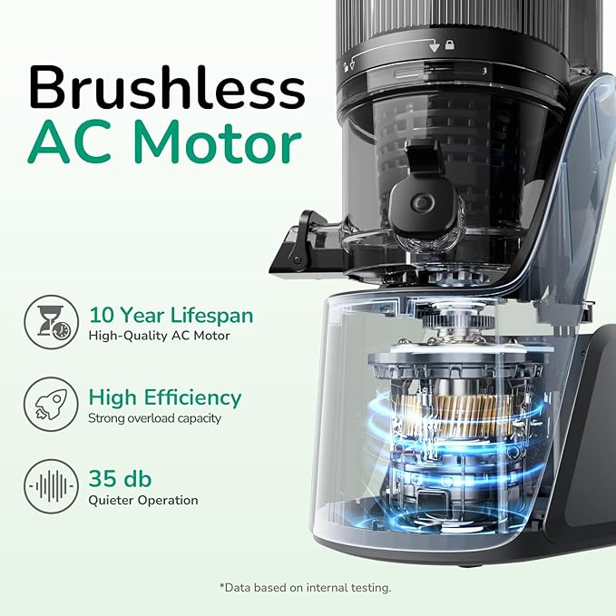 Canoly C16 Cold Press Juicer, 6" Extra Wide Feed Chute, 3-IN-1 Strainers (Juice & Sorbet & Nut Milk), Powerful AC Brushless Motor, Self Precut System, Juicer Machines with BPA-Free (Space Gray)-Ruum Studio Home