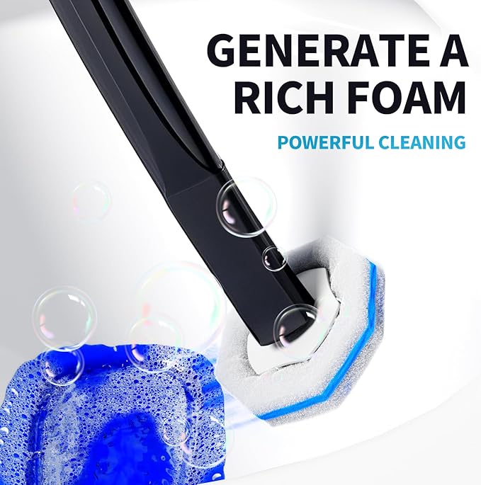 Disposable Toilet Brush with 50 Wand Cleaner Refills Pads，Wall Mounted Toilet Bowl Holder Set，Toilet Cleaning System Starter Kit，Bathroom Cleaning System for Sink Bathtub Wash Basin-Ruum Studio Home