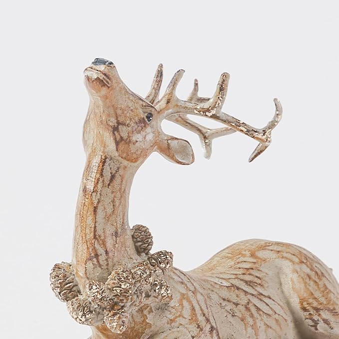 DN DECONATION 2pcs Reindeer Christmas Figurines, Tabletop Reindeer Small Christmas Decor, Brown Resin Deer Statue, Holiday Home Décor Accents for Xmas Office Living Room & Bedroom Decorations-Ruum Studio Home