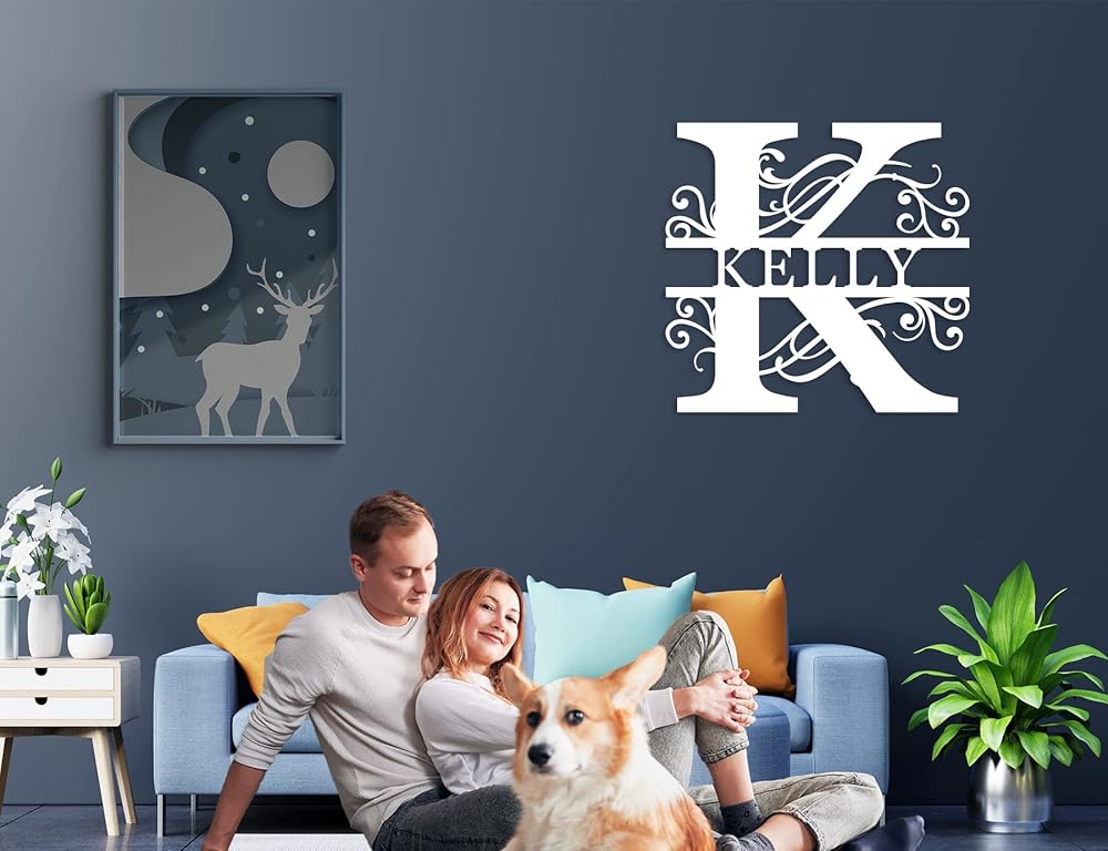 Custom Metal Name Sign | Personalized Metal Signs | Split Letter Monogram Wall Decor | Last Name Sign | Family Name Sign | Personalized Anniversary Wedding Gift | Outdoor Metal Art | Housewarming Gift-Ruum Studio Home