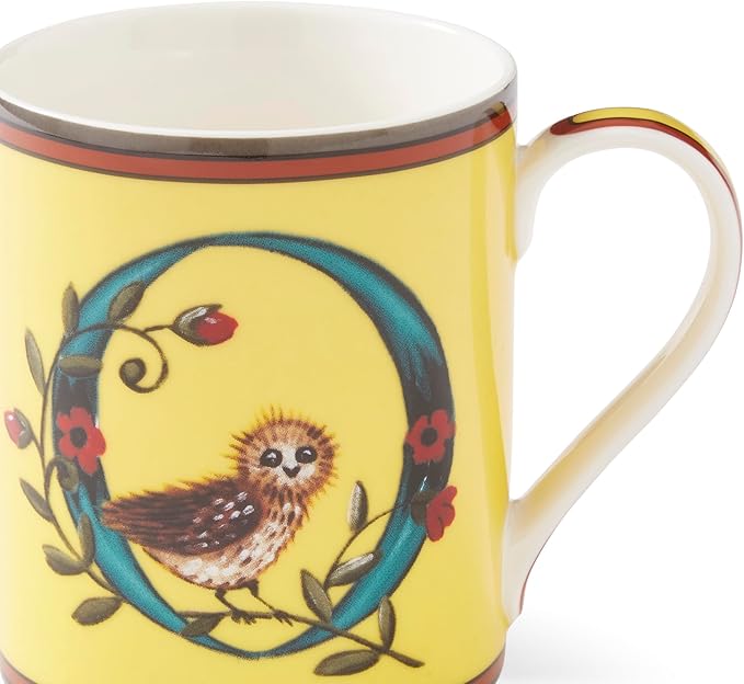 Spode Kit Kemp 12oz Mug, O Initial - Fine China Coffee Cup with Floral Alphabet Design, Custom Letter Mug for Unique Gift Giving - Personalized Kitchen Drinkware, Dishwasher Safe & Stylish-Ruum Studio Home
