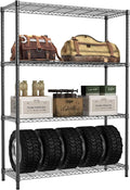 IZEUK 1400 LBS Garage Black Shelving Wide Storage Shelves 4 Tier Adjustable Heavy Duty Metal Wire Rack Standing Shelf Unit for Kitchen Office College Dorm Garage Warehouse 15.8" x 45.8"x 59.4"-Ruum Studio Home
