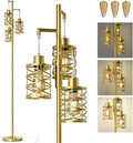 Oneach 70" Industrial Floor Lamp, Stepless Dimmable Standing Lamp with 3 Bulbs, Farmhouse Corner Standing Tree Lamp for Living Room, Tall Lamps for Bedroom, Office, Study Room, Dining Room, Gold-Ruum Studio Home