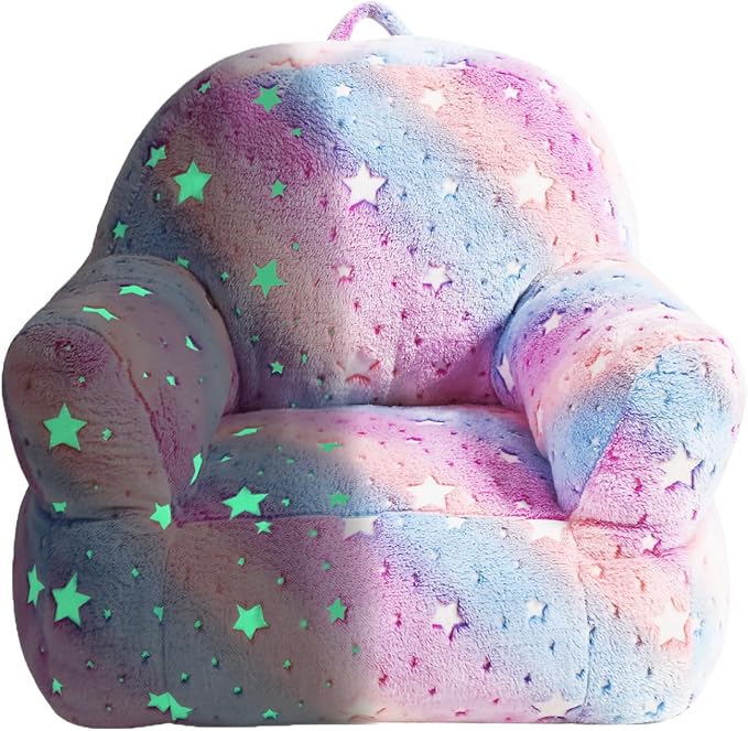 Toddler Chair, Glow in The Dark Kids Sofa Bean Bag Chair for Kids Children Couch Toddler Mini Sofa Armchair for Children, Lightweight Children Sofa Chairs (Rainbow Pink)-Ruum Studio Home