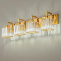 Modern Crystal Bathroom Vanity Light - 4-Lights Gold Brushed Brass Finish Wall Lamp-Ruum Studio Home