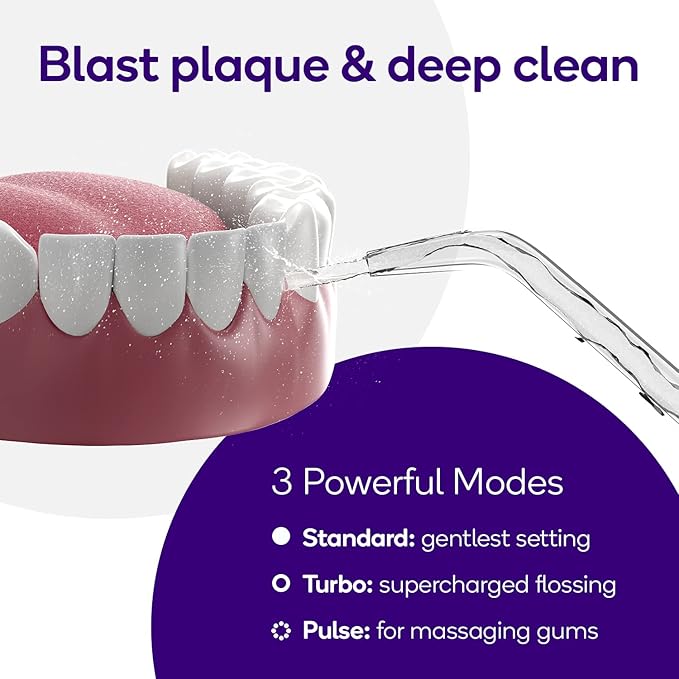 Burst Electric Water Flosser for Teeth Cleaning (3 Modes/Rose Gold) | Cordless | Plaque Removal Between Braces & Dental Work | Portable Floss | Refillable 110mL Tank-Ruum Studio Home