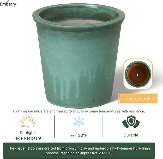 Emissary Round Stoneware Planter (Parent SKU 12012) (Green, 10" D x 10" H)-Ruum Studio Home