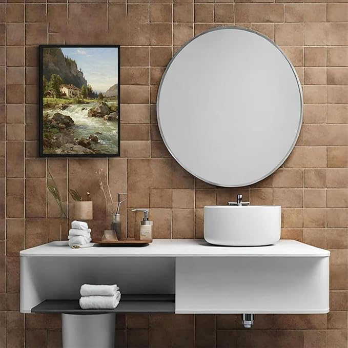 Vintage landscape rural scenery poster art farmhouse cottage wall decor living room kitchen quiet country stream suitable for bedroom bathroom-Ruum Studio Home