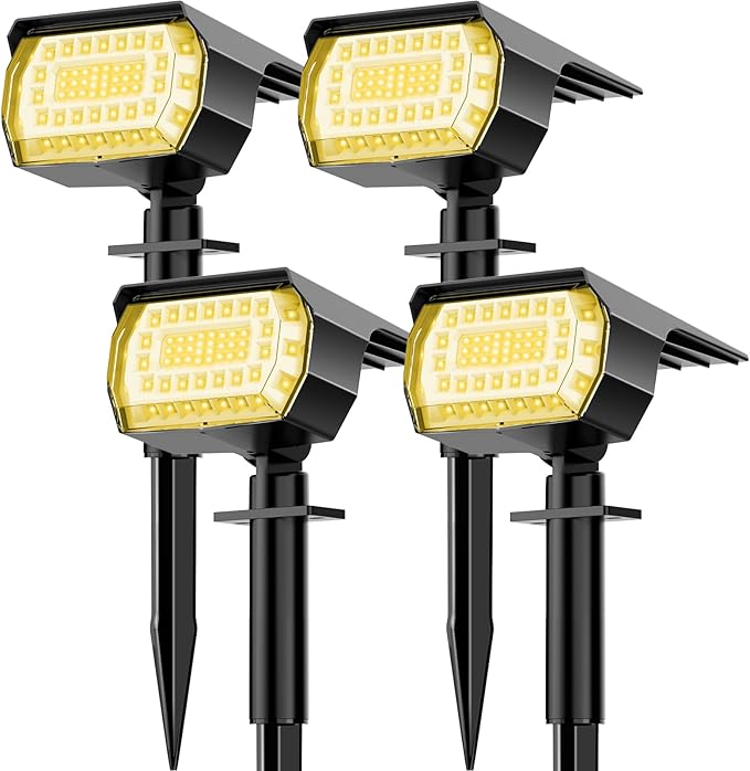 LANSOW Solar Spot Lights Outdoor, [4 Pack/57 LED] 2-in-1 Solar Landscape Spotlights, 3 Modes IP65 Waterproof Dusk to Dawn Solar Powered Flood Wall Lights for Outside Yard Garden Pathway(Warm White)-Ruum Studio Home