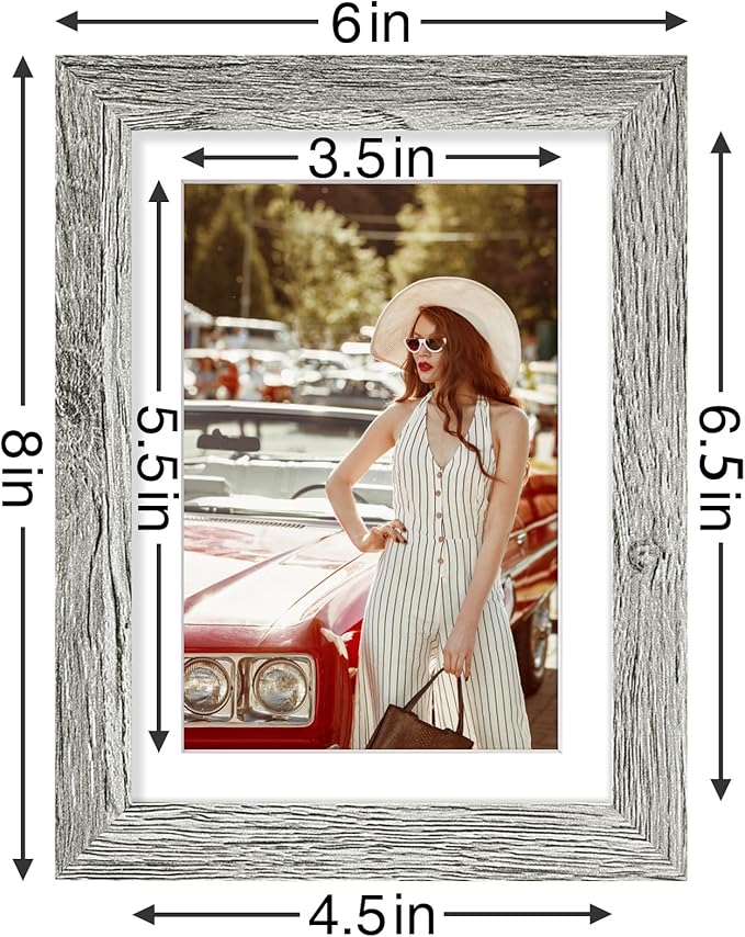Vittanly 5x7 Picture Frames Set of 9, Shatter Resistant Plexiglass, Display 4x6 Pictures with Mat or 5x7 without Mat, Photo Frames for Wall or Tabletop, Engineered Wood, Grey-Ruum Studio Home