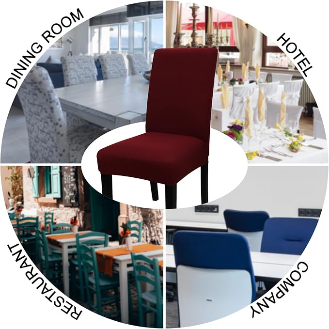 JQinHome 4 Pcs Dining Chair Slipcover, High Stretch Removable Washable Chair Seat Protector Cover for Home Party Hotel Wedding Ceremony-Ruum Studio Home