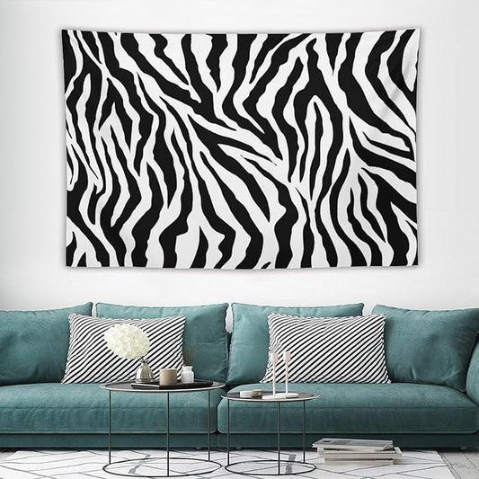 HZOHNAGO Zebra Print Tapestry Nature Wild Animals Black and White Stripe Printed Wall Tapestry Painting Wall Hanging for Bedroom Living Room Dorm 90" W x 60" H-Ruum Studio Home