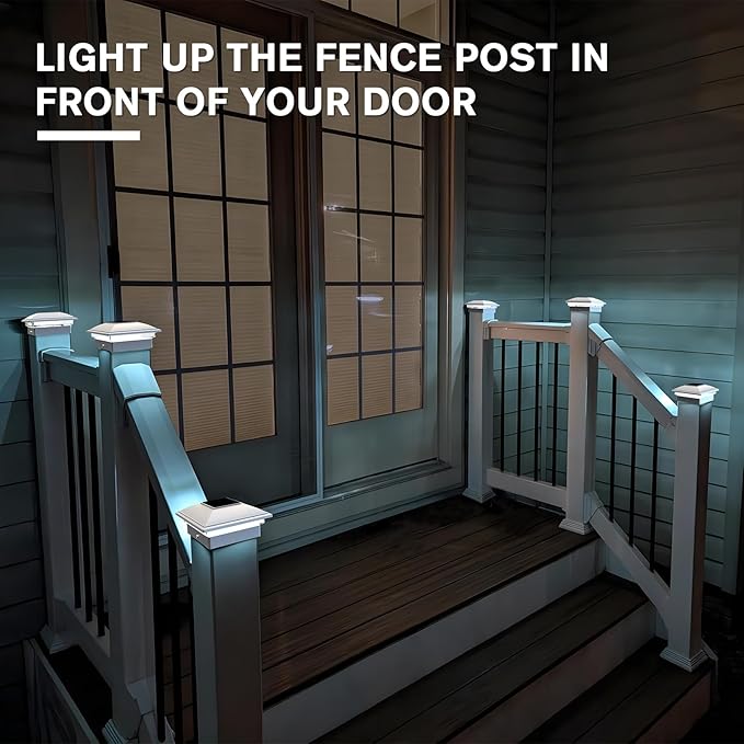 VOLISUN Solar Post Cap Light Outdoor Waterproof 12pack,Solar Fence - Post Lights for 4x4 5x5 6x6 Wooden/Vinyl Post,White Deck Cap Light Solar Powered with Warm White for Garden/Patio/Porch-Ruum Studio Home