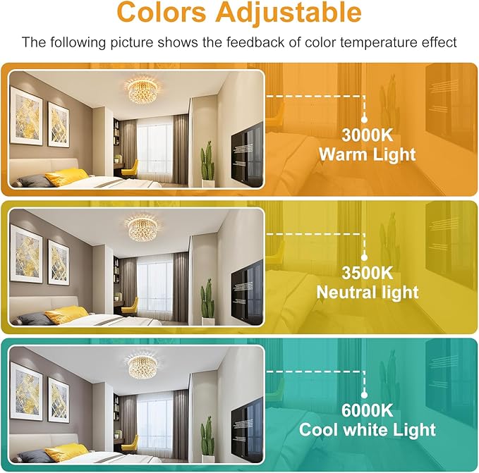4-Light Gold Crystal Chandeliers Flush Mount Chandelier Light Fixture with K9 Crystals Modern Ceiling Lights Elegant Round Lamp for Bedroom,Hallway,Bar,Living Room,Dining Room,H5.9 xW13.7-Ruum Studio Home