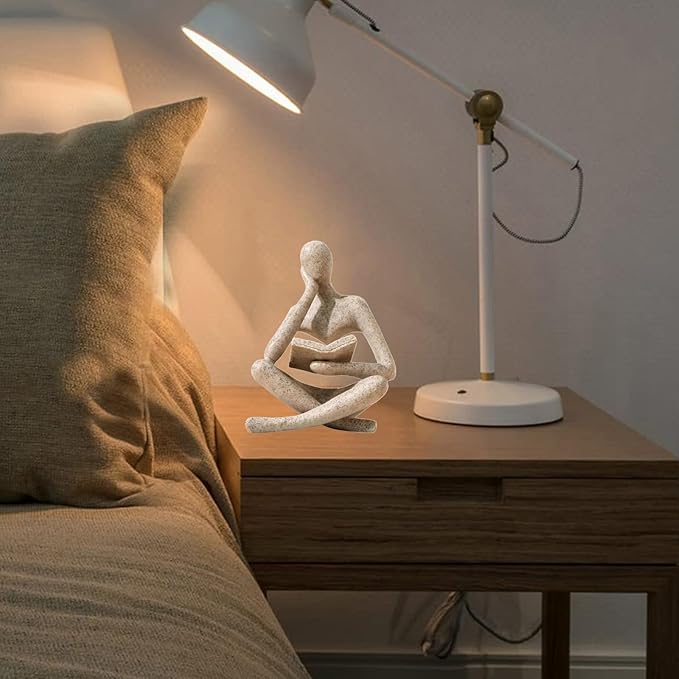 Bookshelf Decor Thinker Statue - Abstract Style Thinker Sculptures Modern Aesthetic Figurine Decoration Statues for Home Decor-Zuo Si-Sandstone-Ruum Studio Home