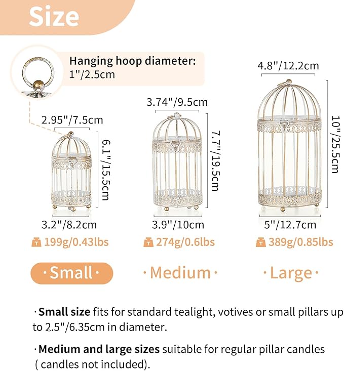 NUPTIO Tea Light Candle Holders: 2 Pcs 6 inch H Distressed White Bird Cage Lantern Centerpiece Hanging Metal Birdcage Tealight Votive Holder for Home Fireplace Dining Table Living Room Decoration-Ruum Studio Home