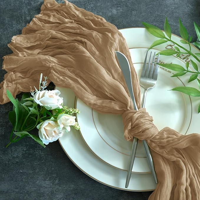 Sioloc Nude Cheesecloth Table Runner Fall Autumn Decor for Home 10ft Table Cloth for Tea Wedding Birthday Party Baby Bridal Shower Halloween Thanksgiving-Ruum Studio Home