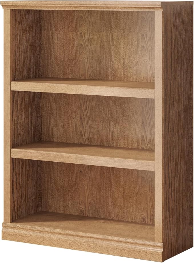 43 in Tall Bookcase, 3-Tier Bookshelf Open Storage, 33 inch Wide Floor Standing Indoor Furniture, Book Cases for Home School Library Office Bedroom Kids, Oak 3 Tiers-Ruum Studio Home