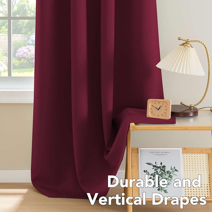 H.VERSAILTEX Christmas Blackout Curtains Thermal Insulated Blackout Curtains for Party- Antique Copper Grommet Top Window Drapes - Burgundy- 52" W x 72" L - (Set of 2 Panels)-Ruum Studio Home