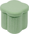 B FSOBEIIALEO Storage Ottoman Cube, Flowers Shaped Ottomans with Storage Foot Stool Footrest for Lving Room, Boucle Ottoman Seat for Dorm Room,Faux Teddy Fur, Green 12.6"x12.6"x12.6"-Ruum Studio Home
