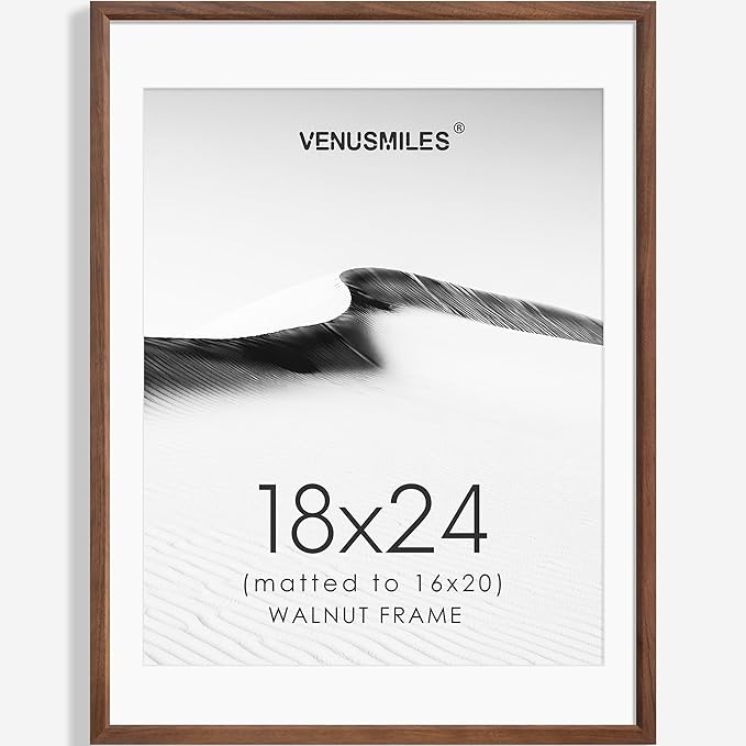 18x24 Poster Frame Natural Solid Walnut Photo Frames with 16x20 Removable Mat Wall Hanging Large Handcrafted Frame with HD Plexiglass Wall and Tabletop Display Large Picture Frame-Ruum Studio Home
