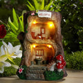 Solar Light Gnome Fairy Garden House for Outside, Big Size Fairy Miniature Buildings Accessories House Sculptures for Outdoor Garden Patio Lawn Path Decorations, 8" Tall-Ruum Studio Home